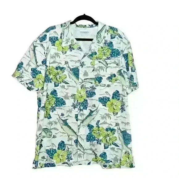 Columbia‎ PFG Trollers Best Size L Vented Fishing Shirt Swordfish Mahi Tropical - Picture 1 of 12